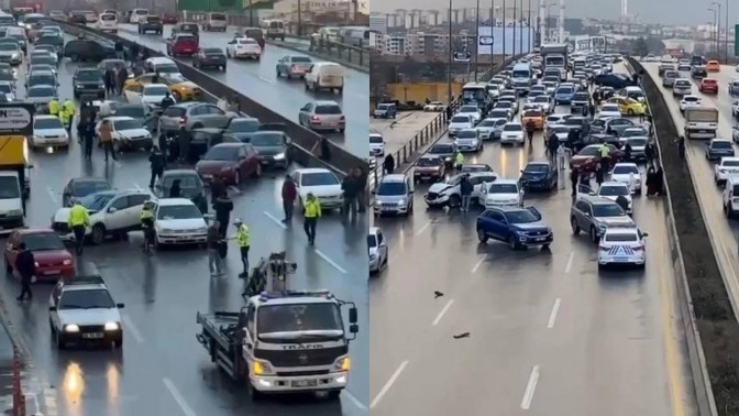 Ankarada zincirleme kaza: 26 araç birbirine girdi