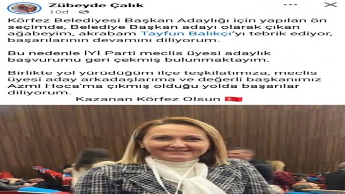 Zübeyde Çalık, dosyasını geri çekti